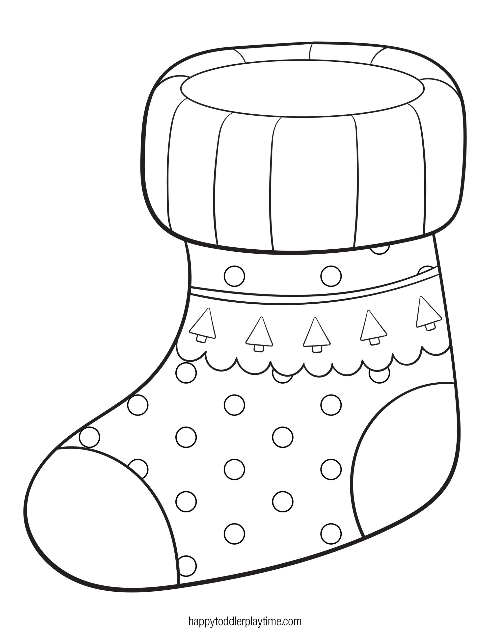 Free Printable Christmas Stocking Coloring Pages Happy Toddler 