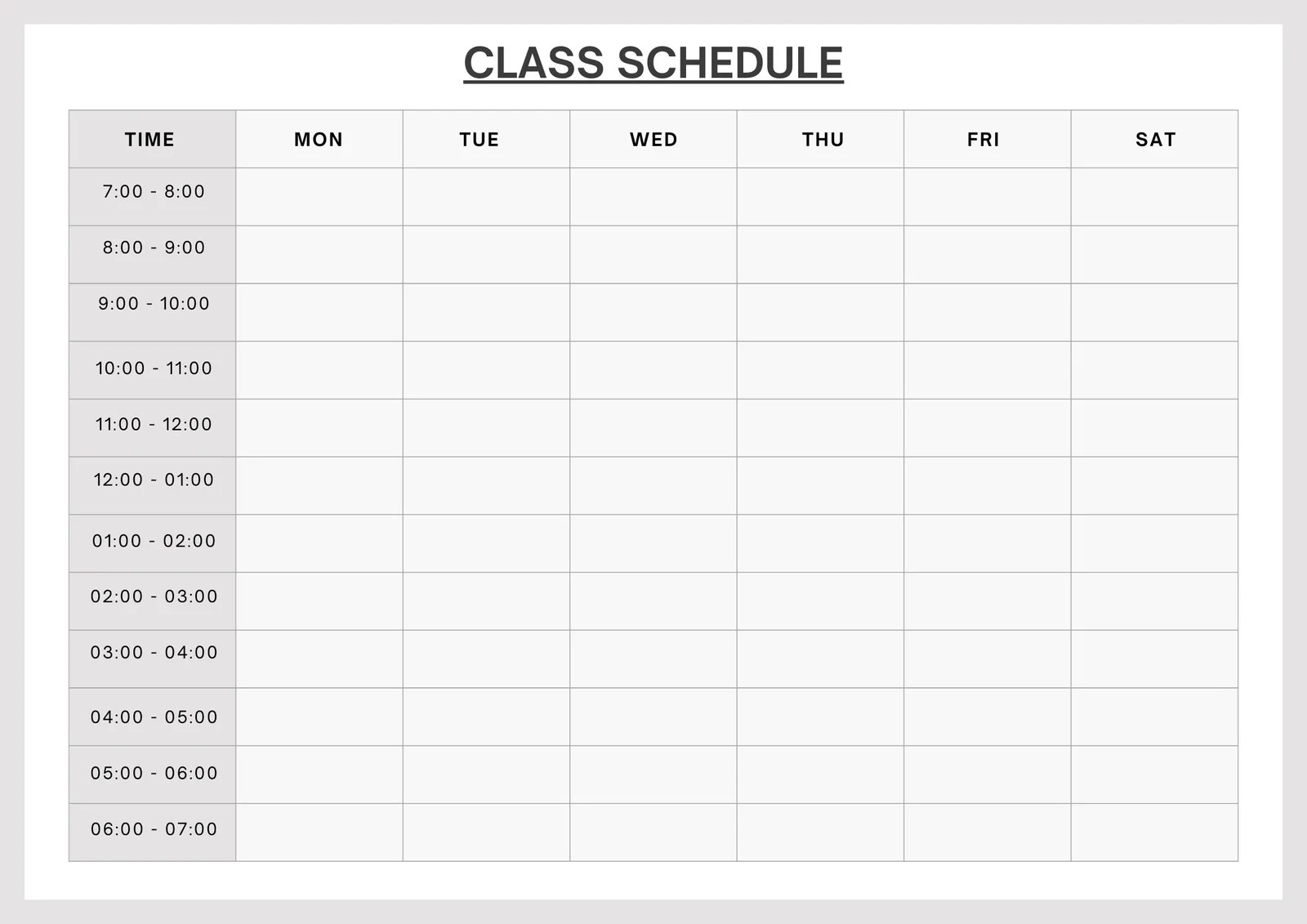 Printable Blank Schedule