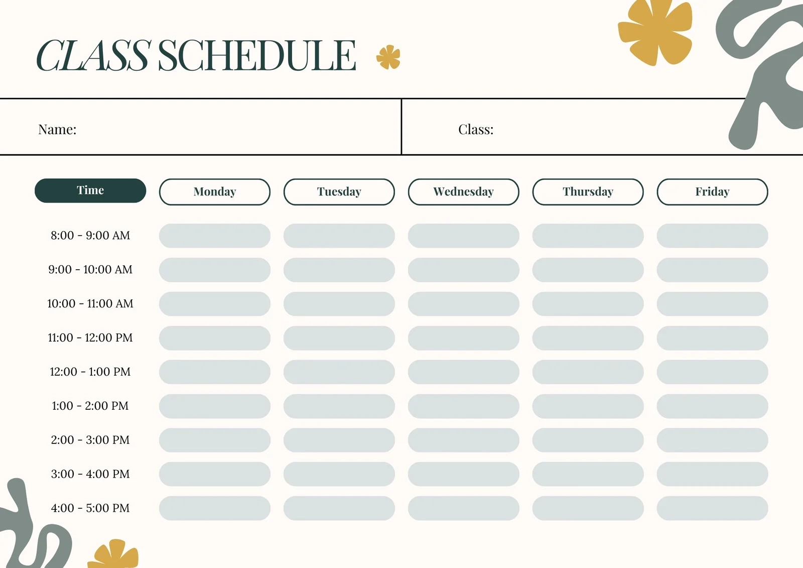 Free Printable Class Schedule Templates To Customize Canva