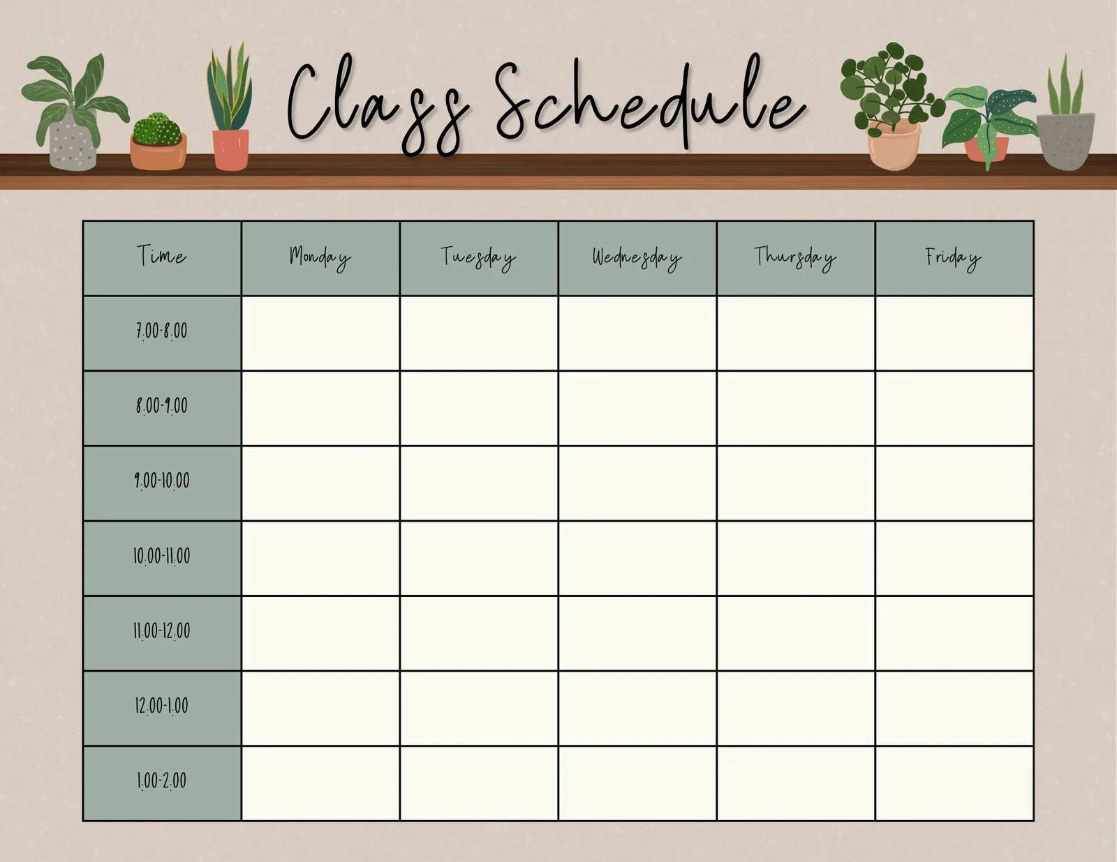 Blank Printable Class Layout