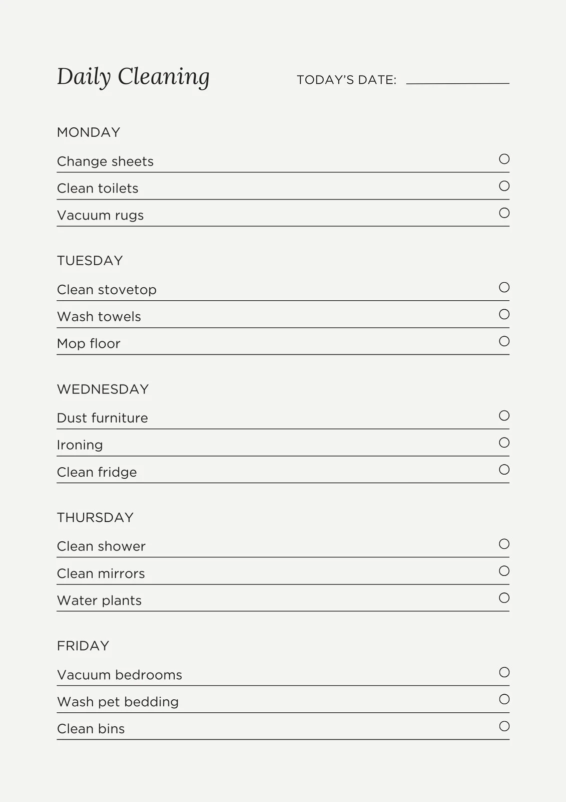 Free Printable Cleaning Checklist Templates Canva