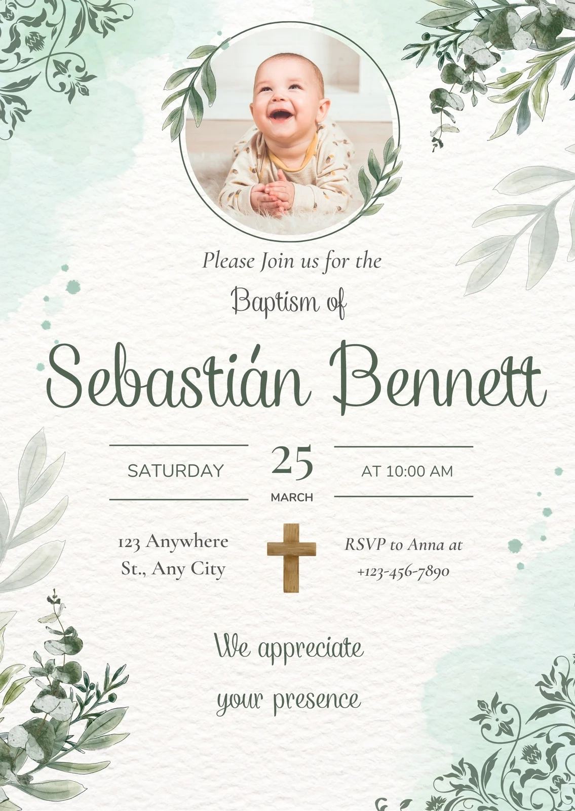 Free Printable Customizable Baptism Invitation Templates Canva