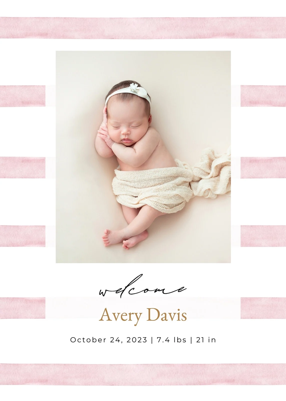 Printable Blank Girl Birth Announcement