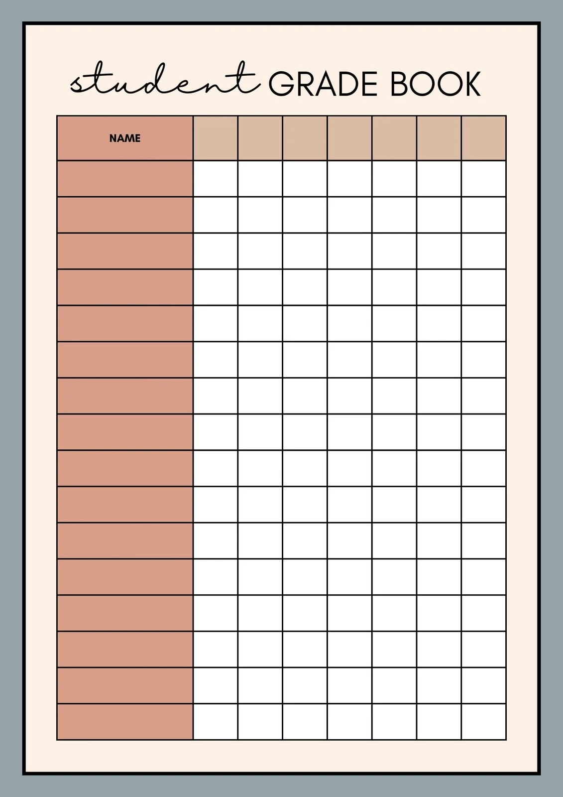 Blank Printable Data Sheet