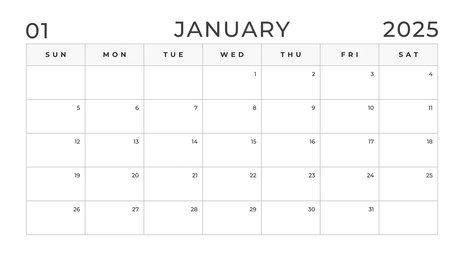 Blank Monthly Calendar Template Printable