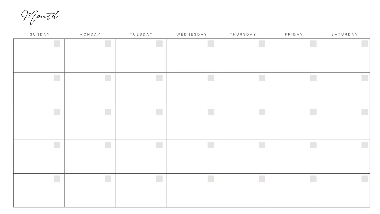 Blank Printable Calendar'
