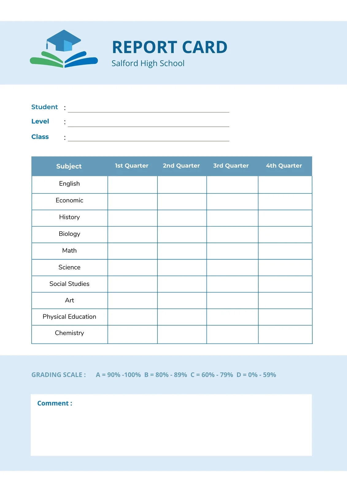 Blank Report Cards Printable