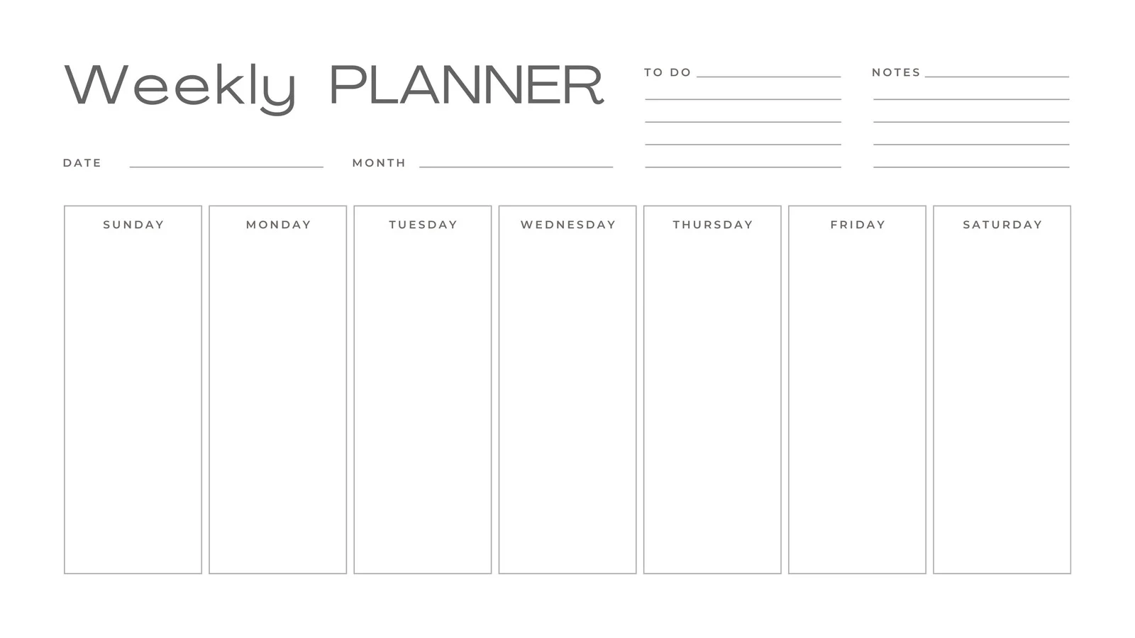 Blank Weekly Subject Printable
