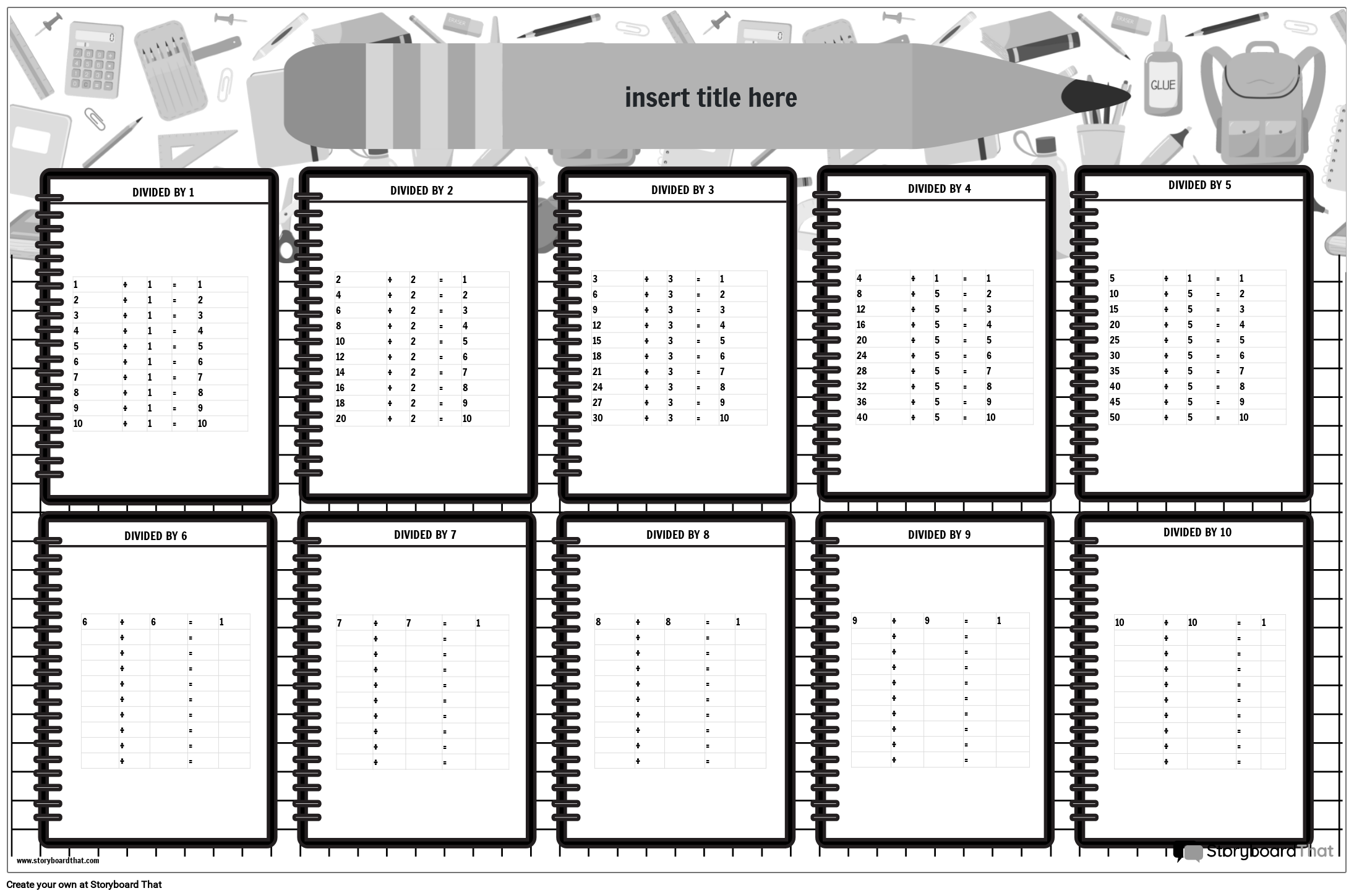 Free Printable Division Charts amp Tables From Storyboard That