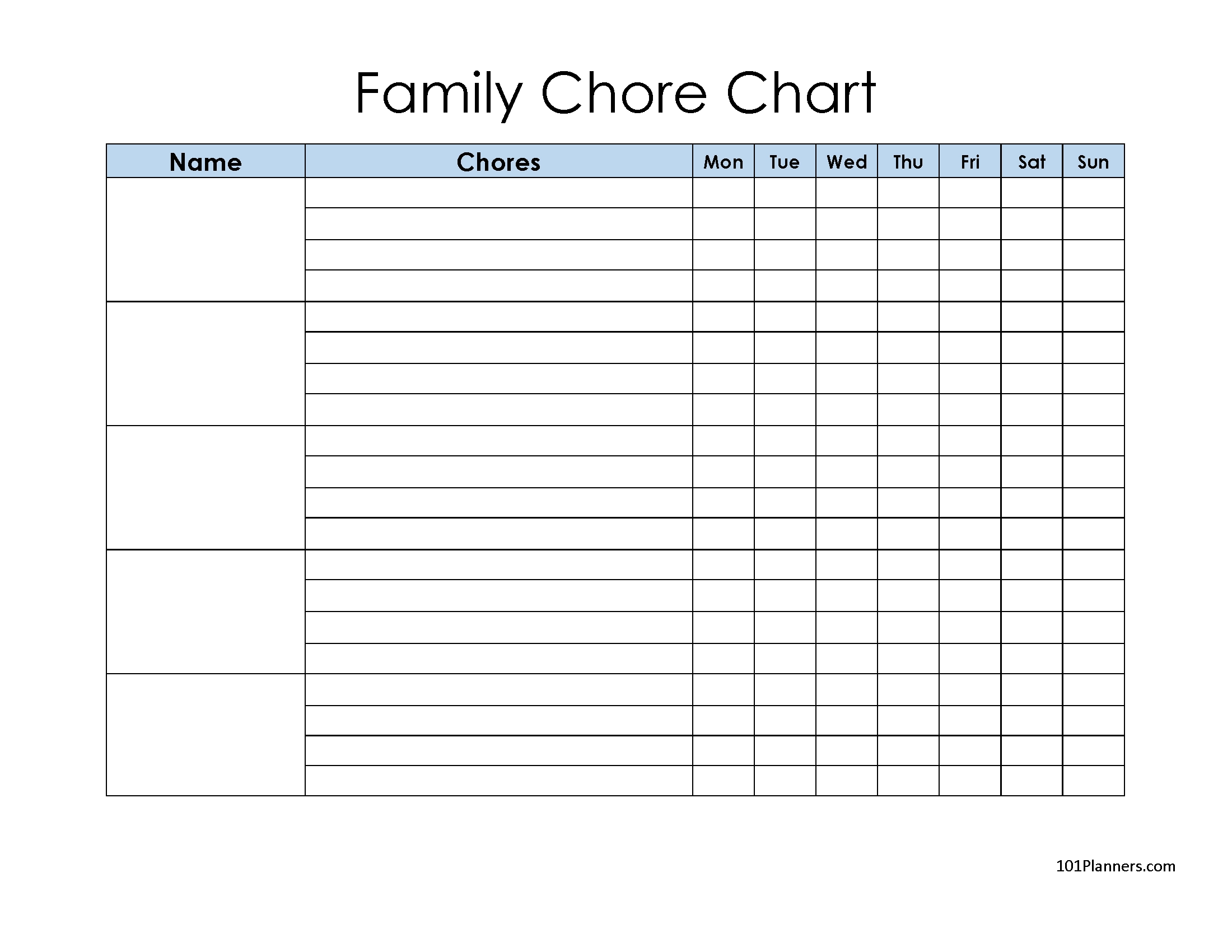 FREE Printable Family Chore Chart Many Templates Are Available