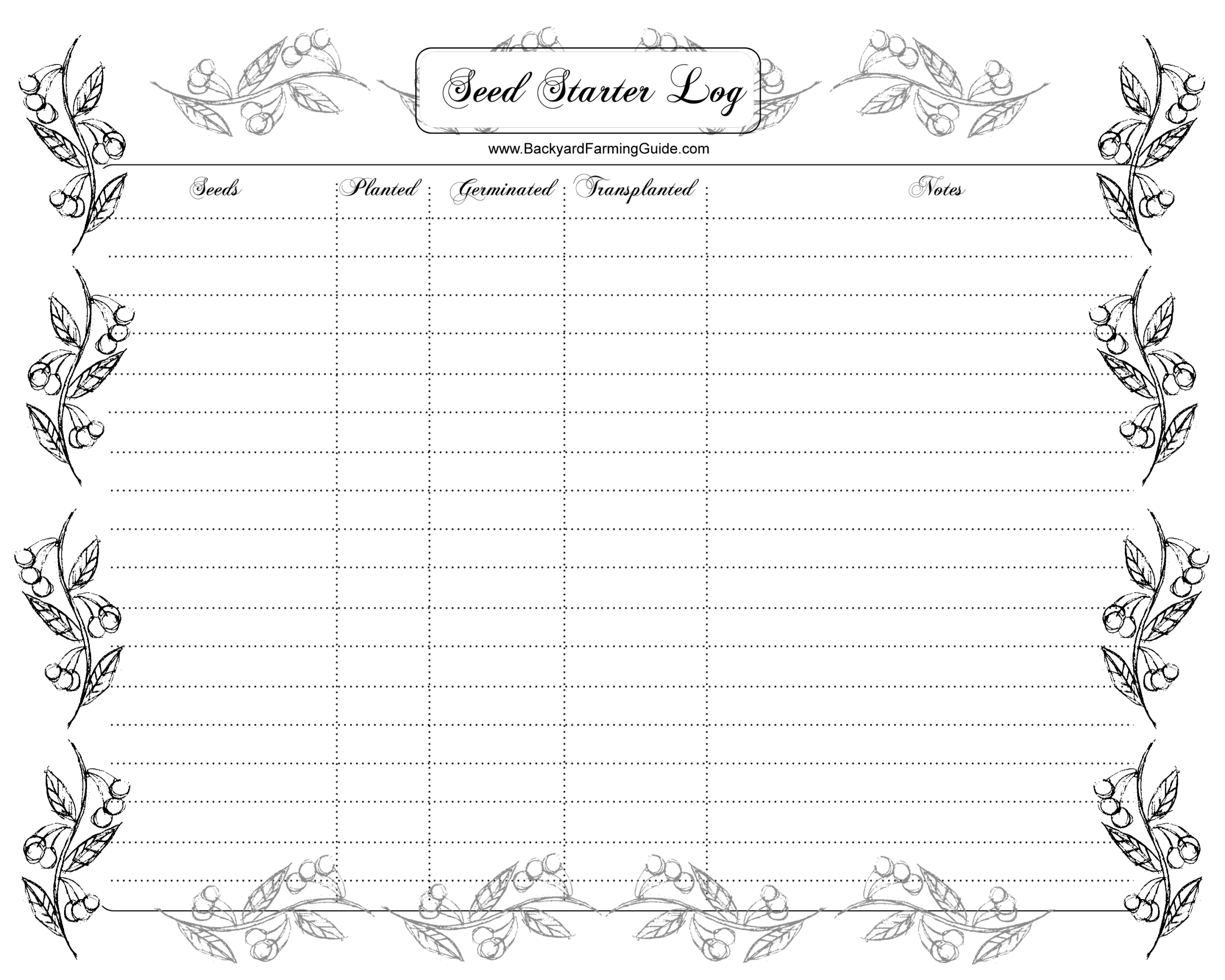 Free Printable Gardening Journal Pages