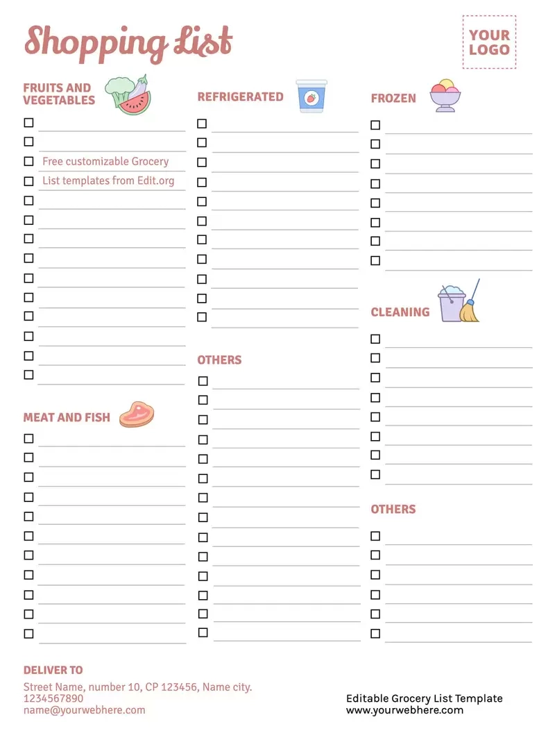 Free Printable Blank Grocery List