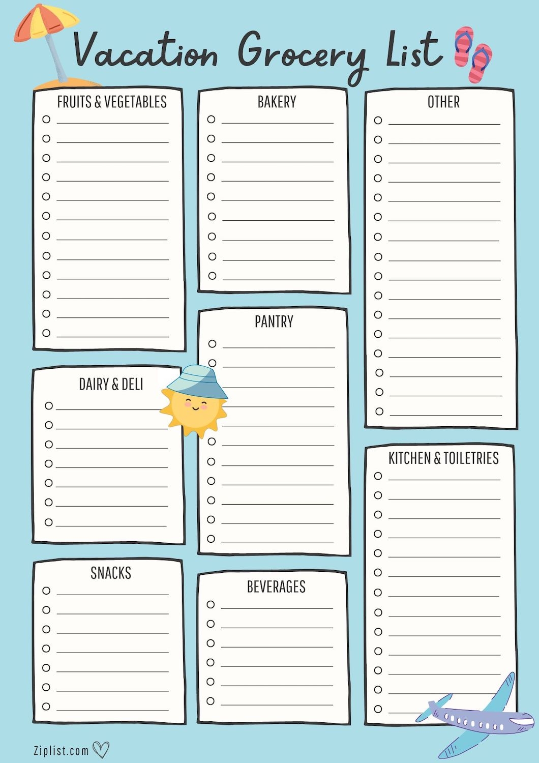 Blank Shopping List Printable Free