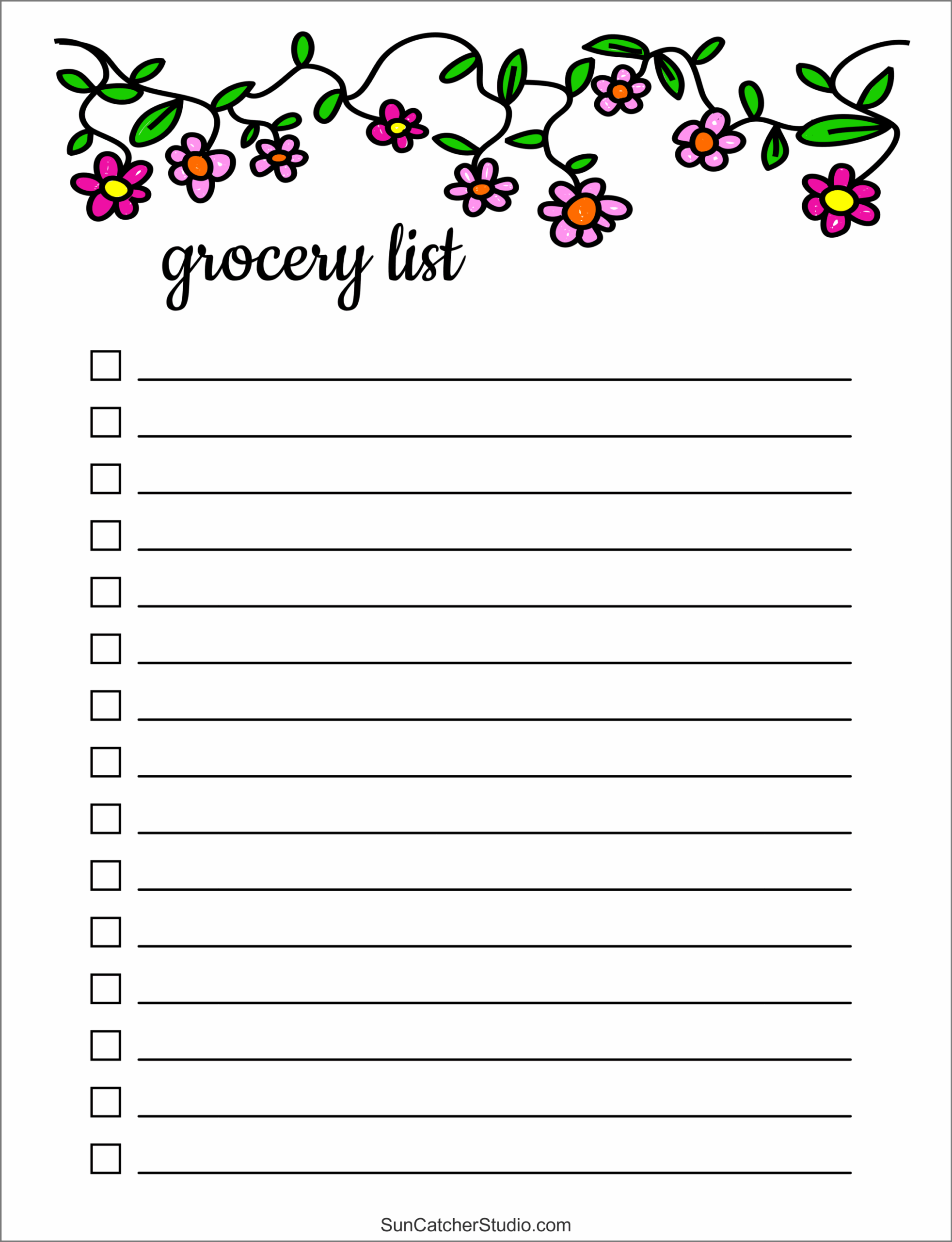 Blank Grocery Lists Printable