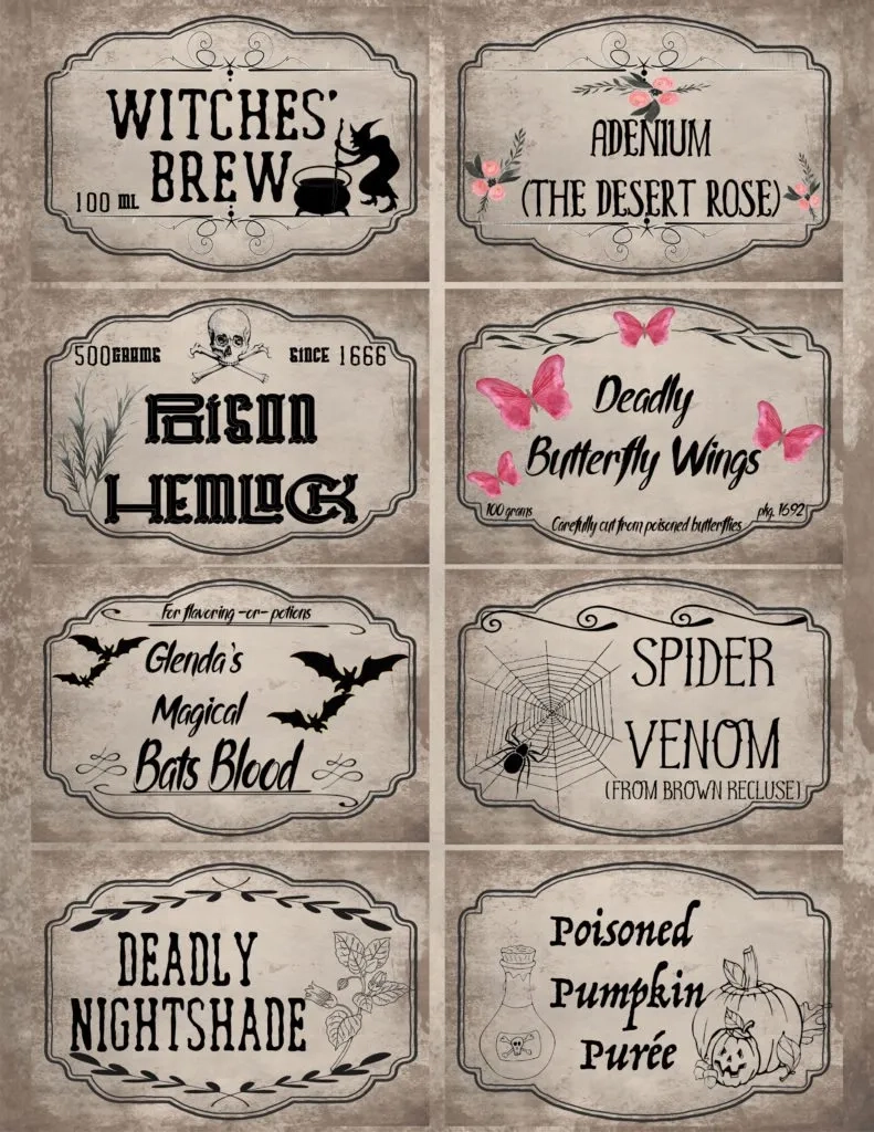 Witch Jar Labels Blank Printable