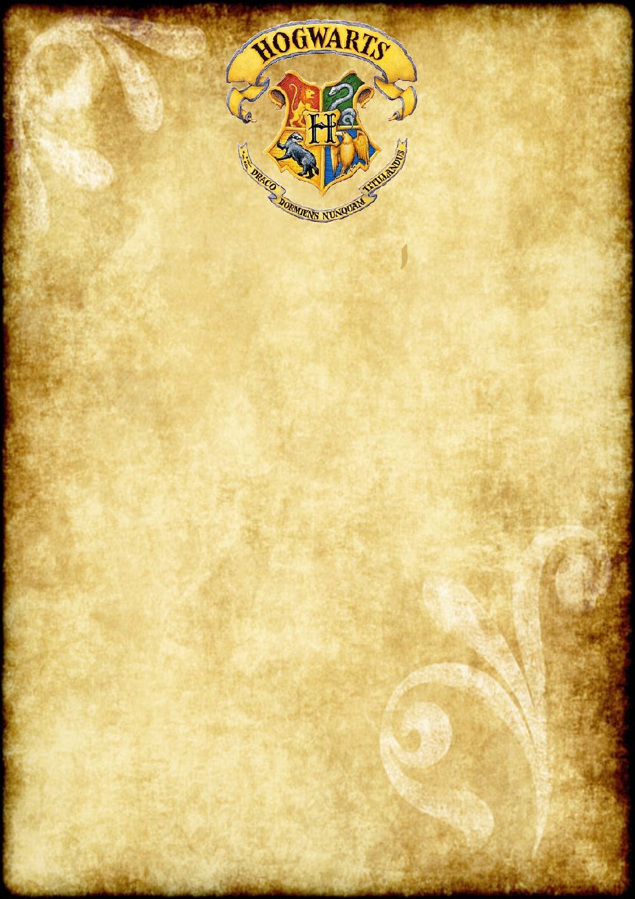 Free Printable Harry Potter Party Blank Parchment A4 Size 