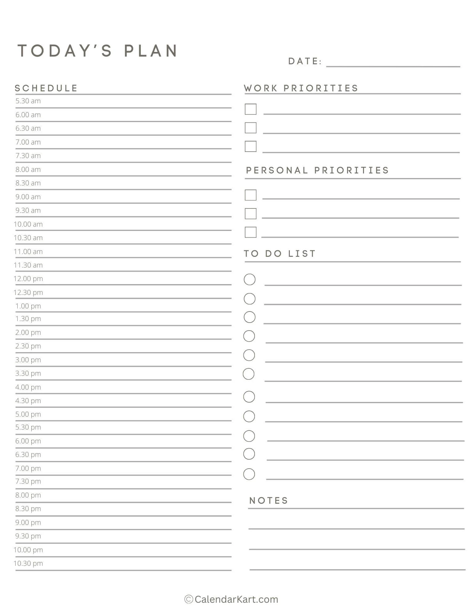 Blank Printable Hourly Schedule