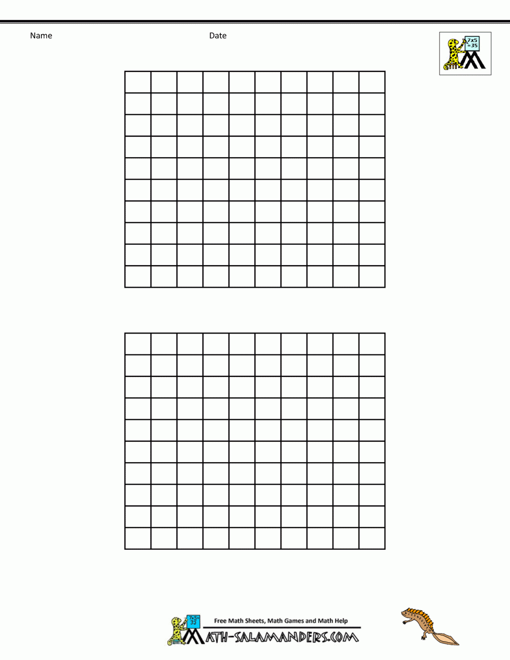 Printable Blank 100s Chart