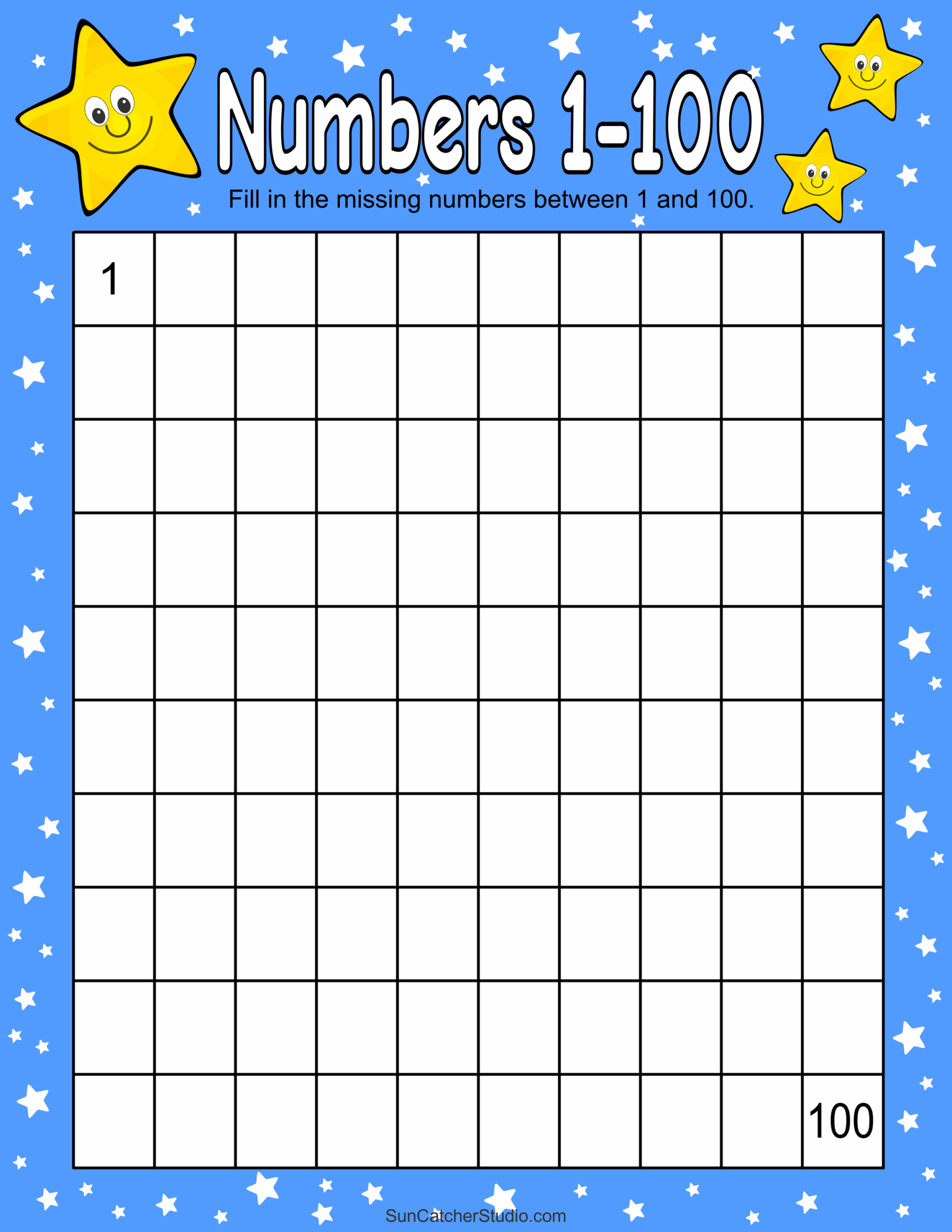 100s Chart Printable Blank