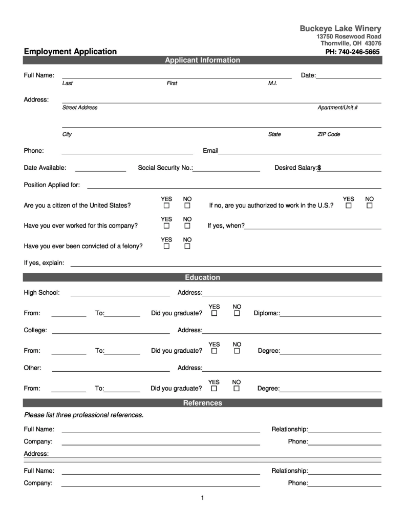 Free Printable Job Application Printable Party Favors