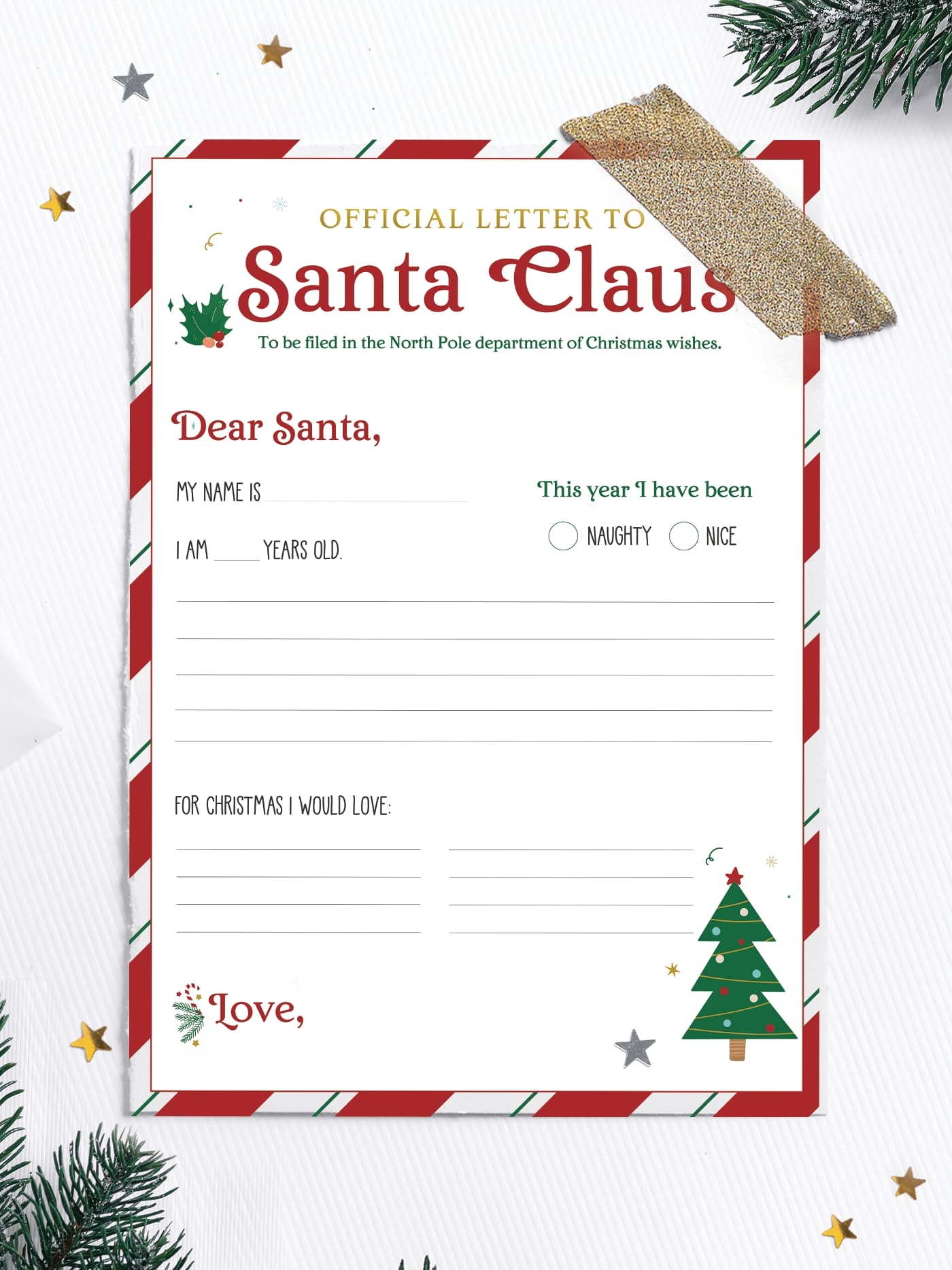 Printable Letters To Santa Blank