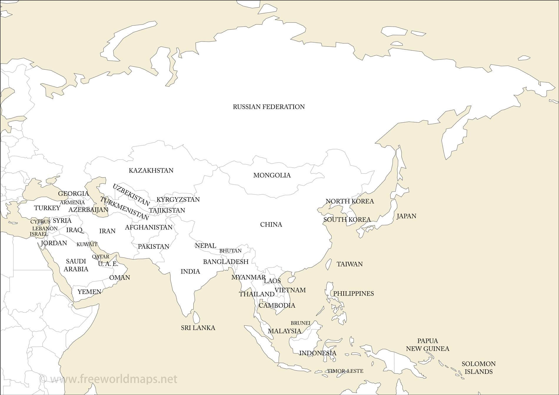 Printable Blank Maps Asia