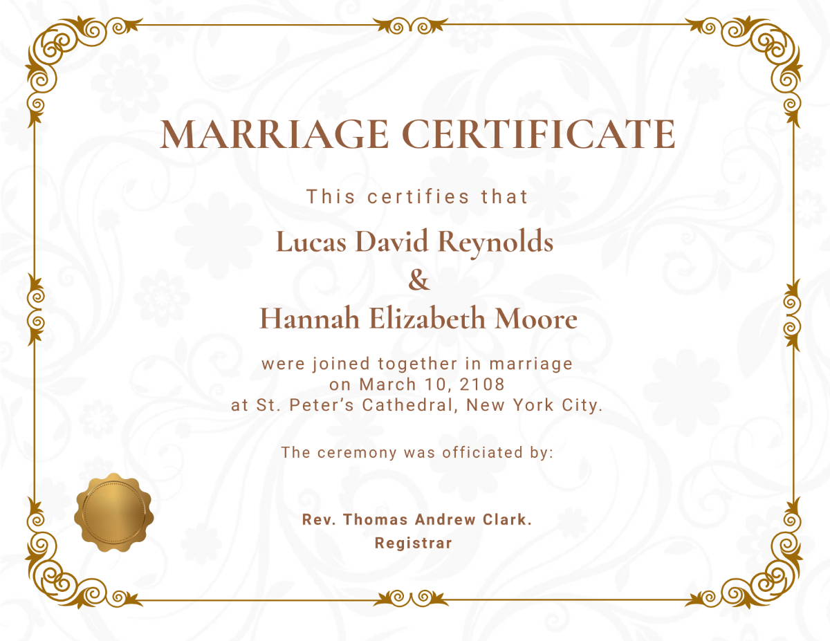 Free Printable Blank Marriage Certificate