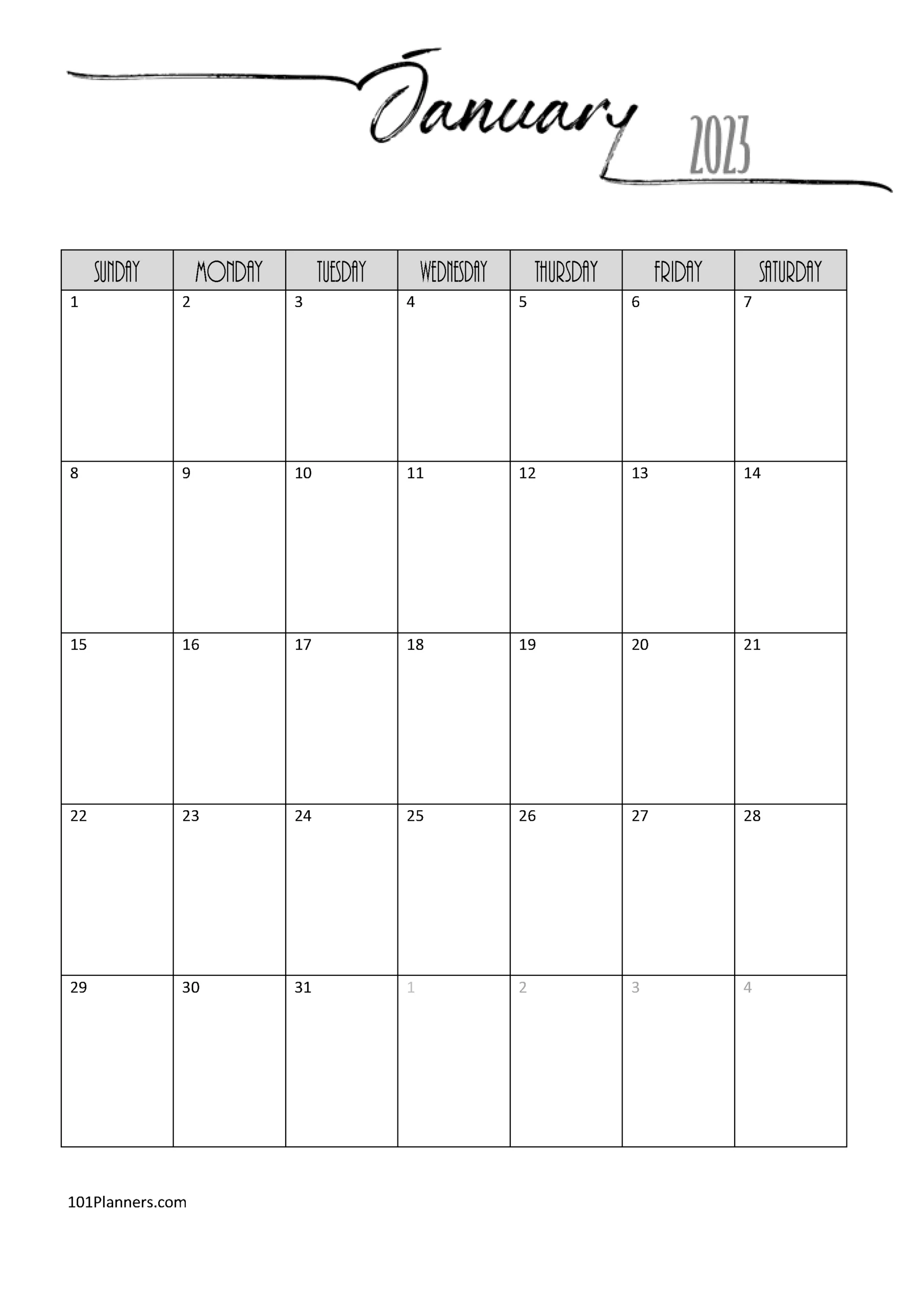 FREE Printable Monthly Calendar Template Instant Download