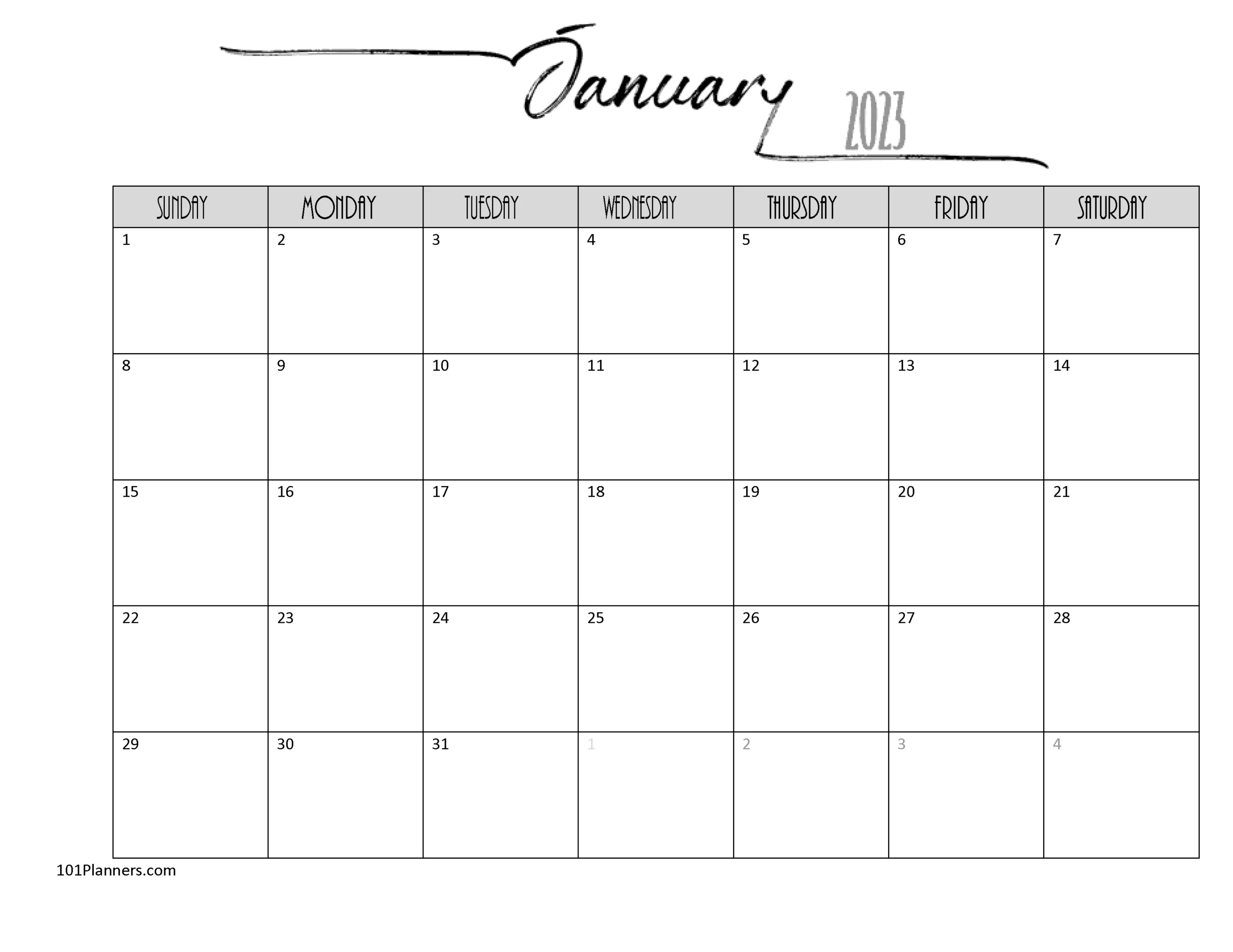 FREE Printable Monthly Calendar Template Instant Download