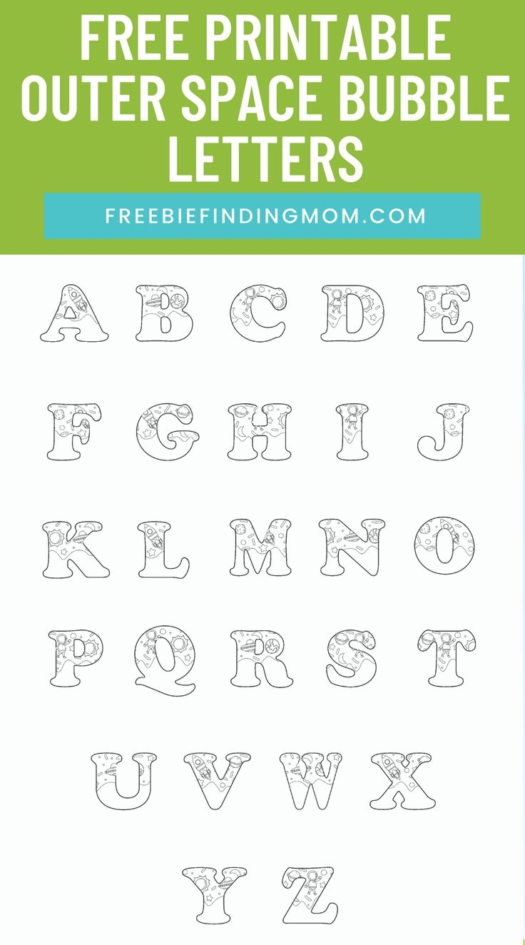 Free Printable Outer Space Bubble Letters Alphabet