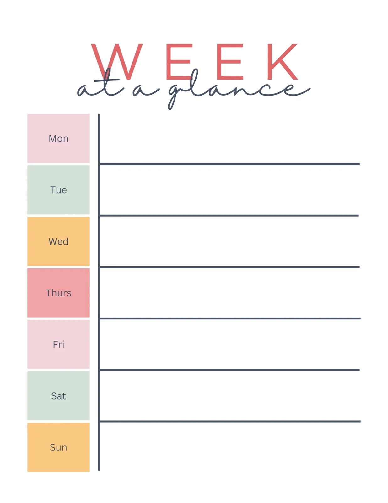 Printable Blank Schedule Weekly