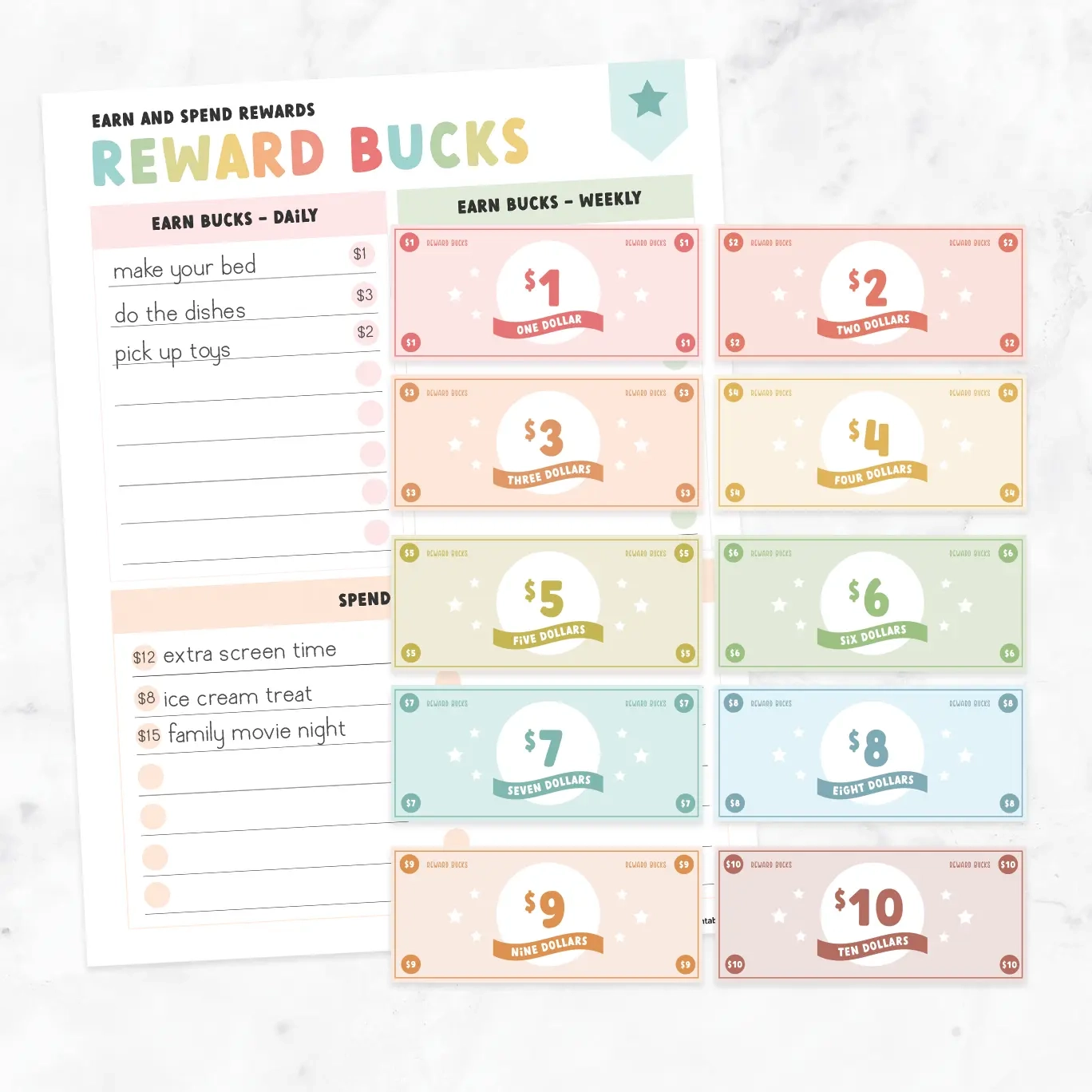 Printable Blank Chore Bucks