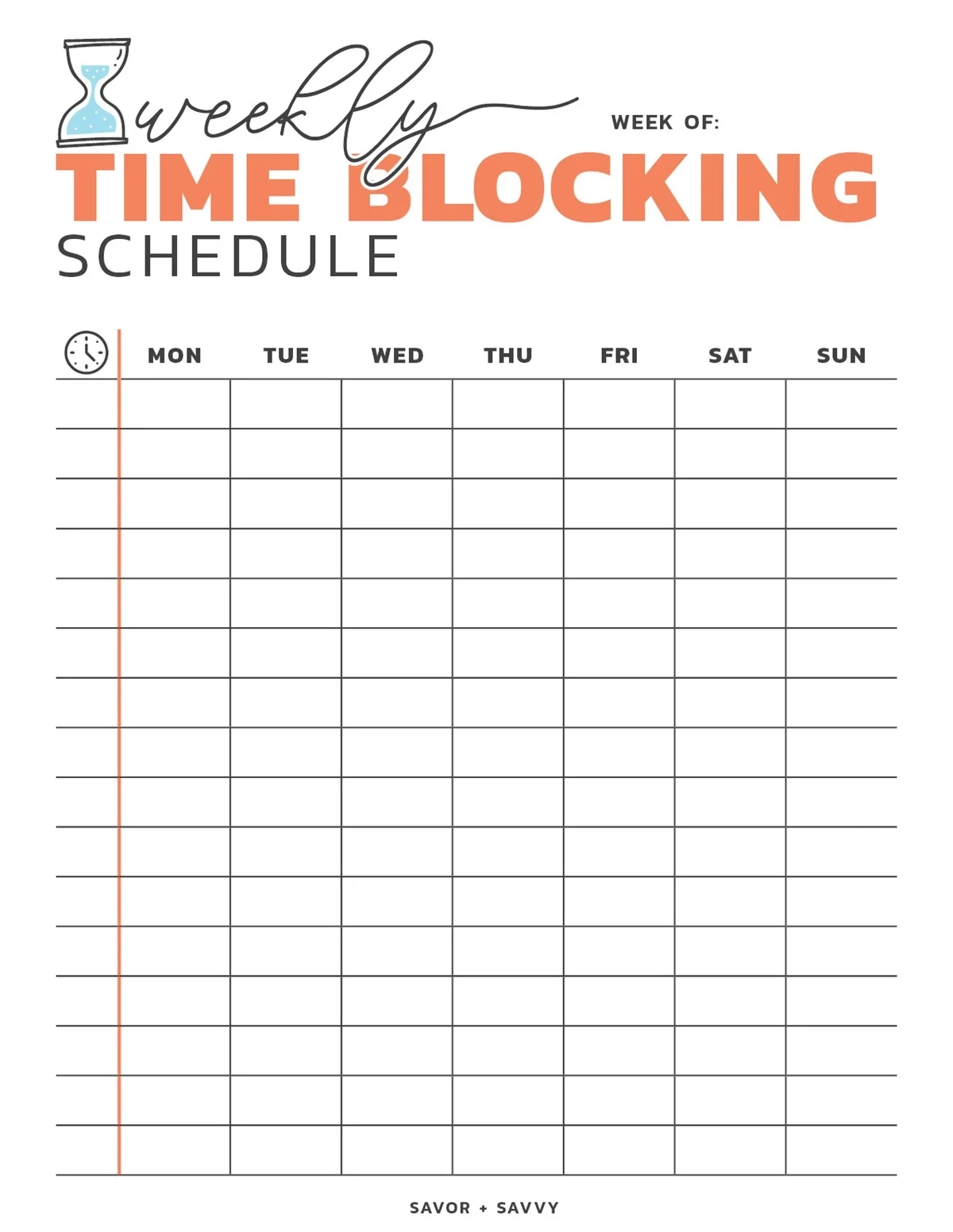Tims Printables Blank Weekly Schedule