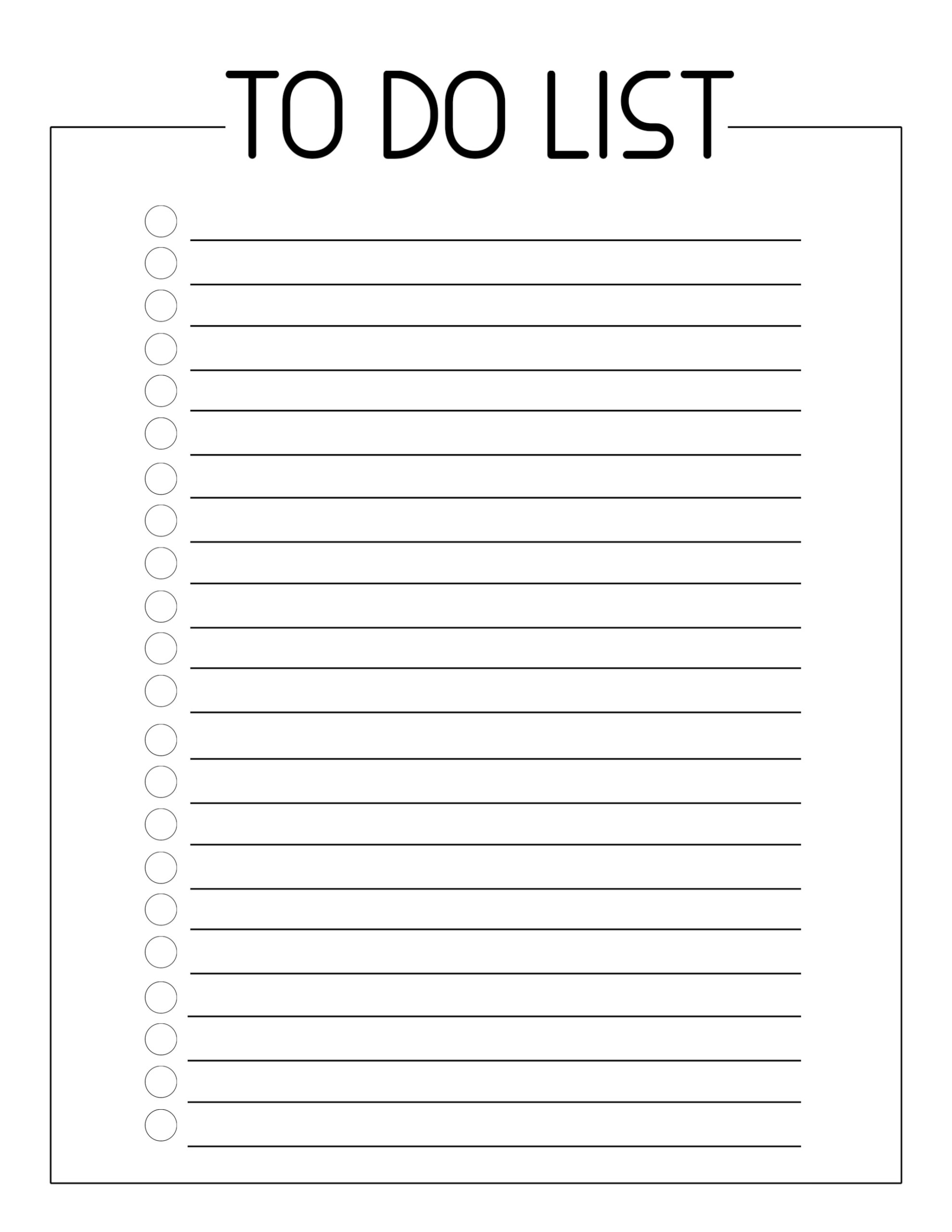 Printable Blank Checklists Free