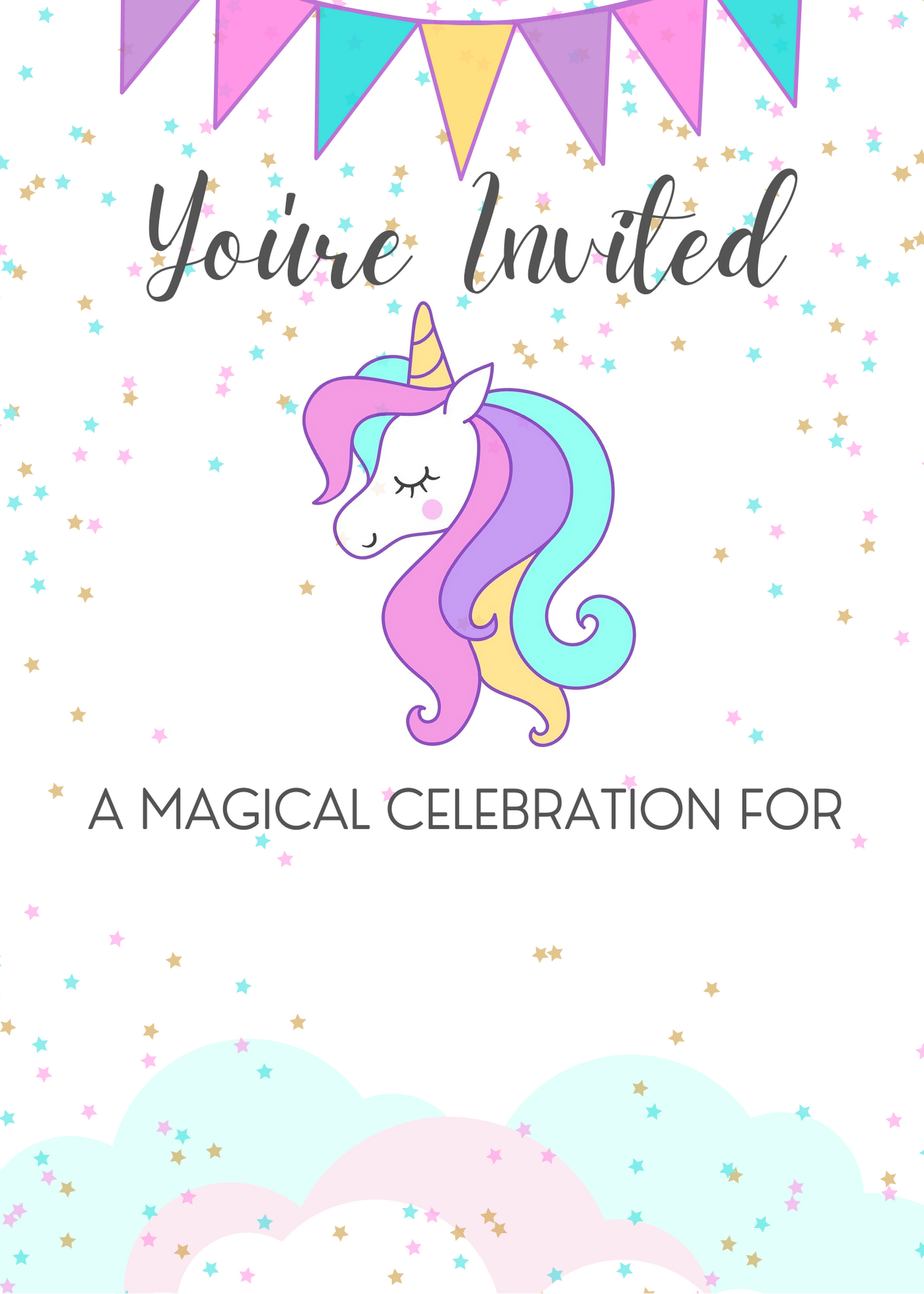 Free Printable Unicorn Party Invitations Template Birthday Party 