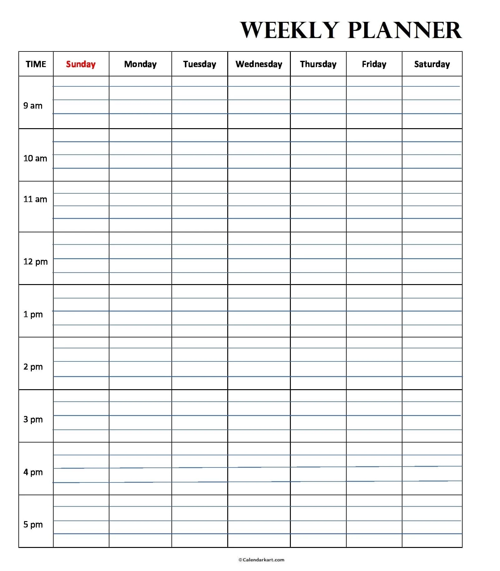 Free Printable Blank Weekly Planner
