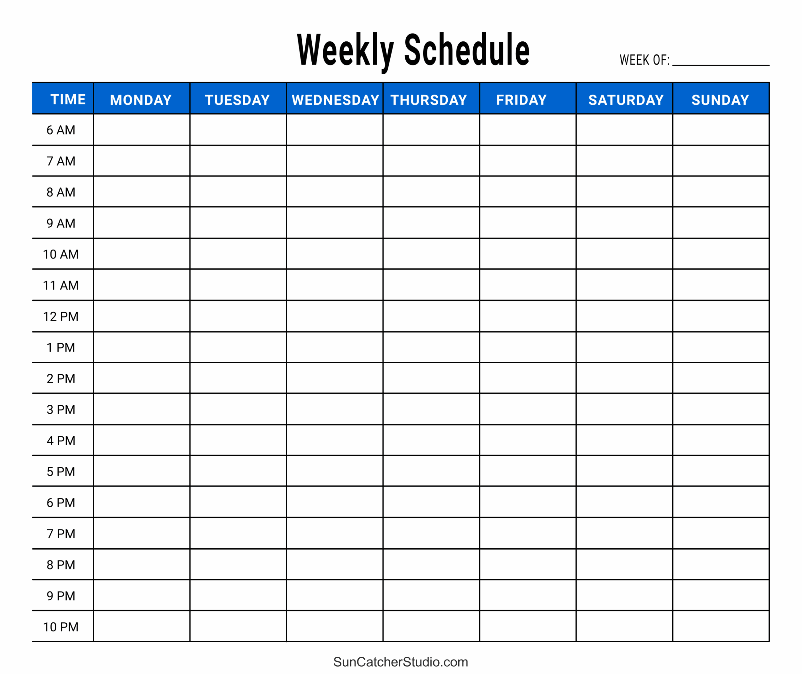Printable Blank Week Schedule