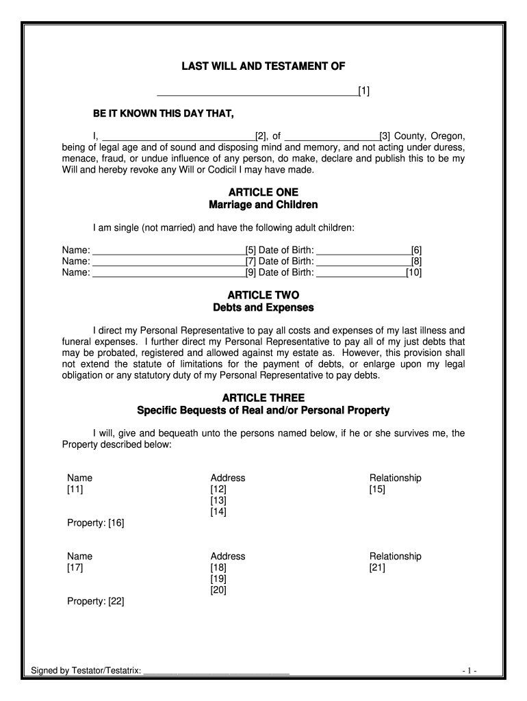 Free Printable Will Forms Pdf Fill Out amp Sign Online DocHub