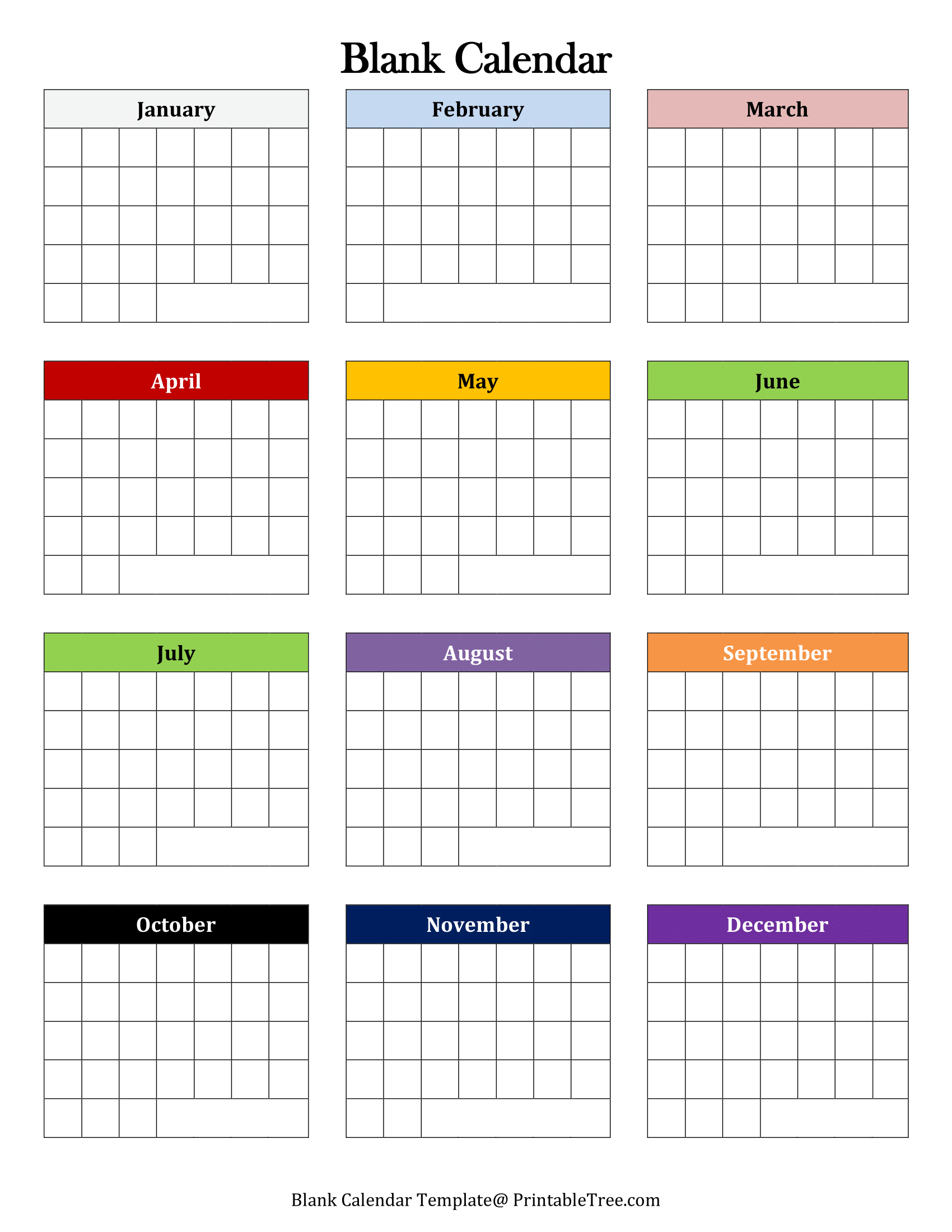 Free Printable Yearly 2025 Blank Calendar Templates PDF 