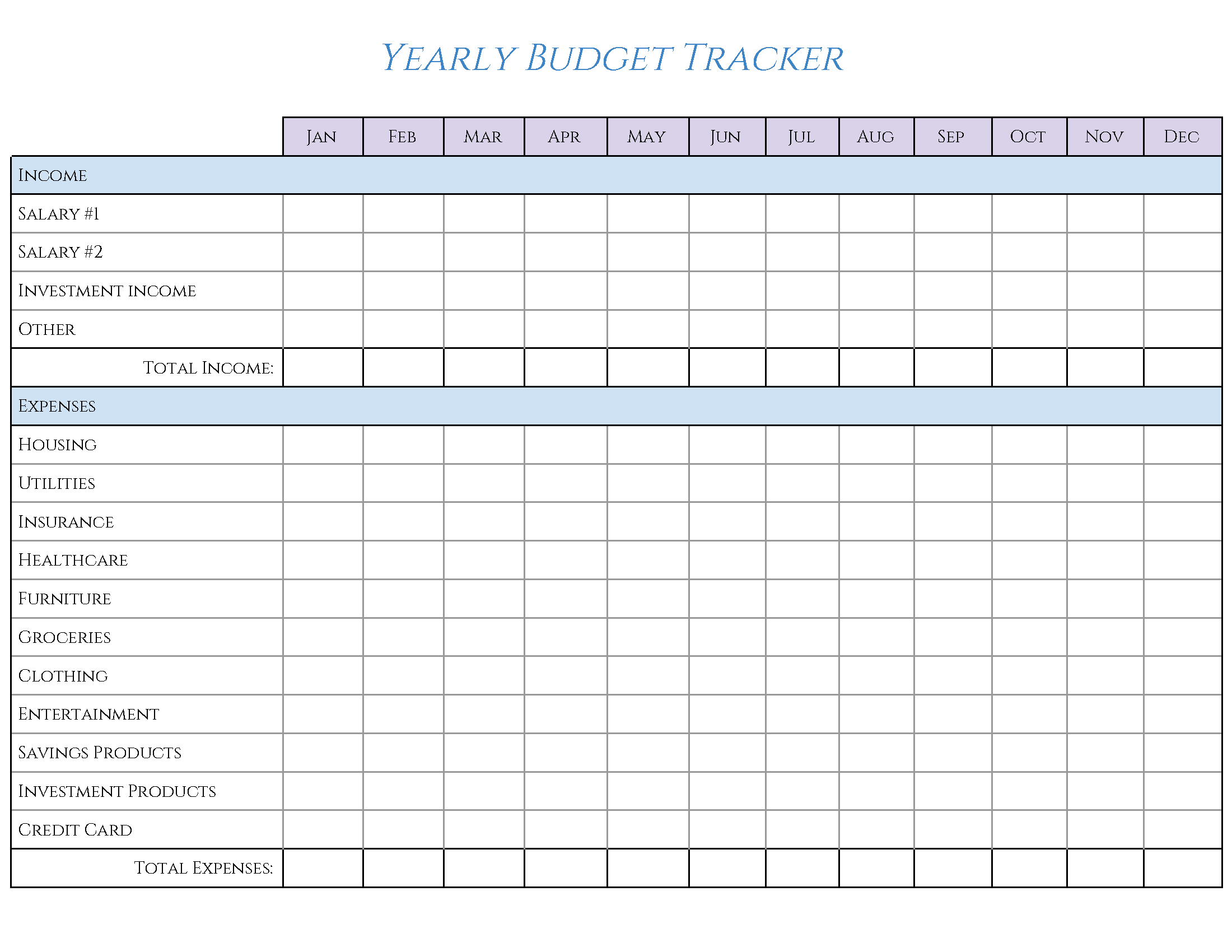 Free Printable Yearly Budget Template Printable Templates Free 