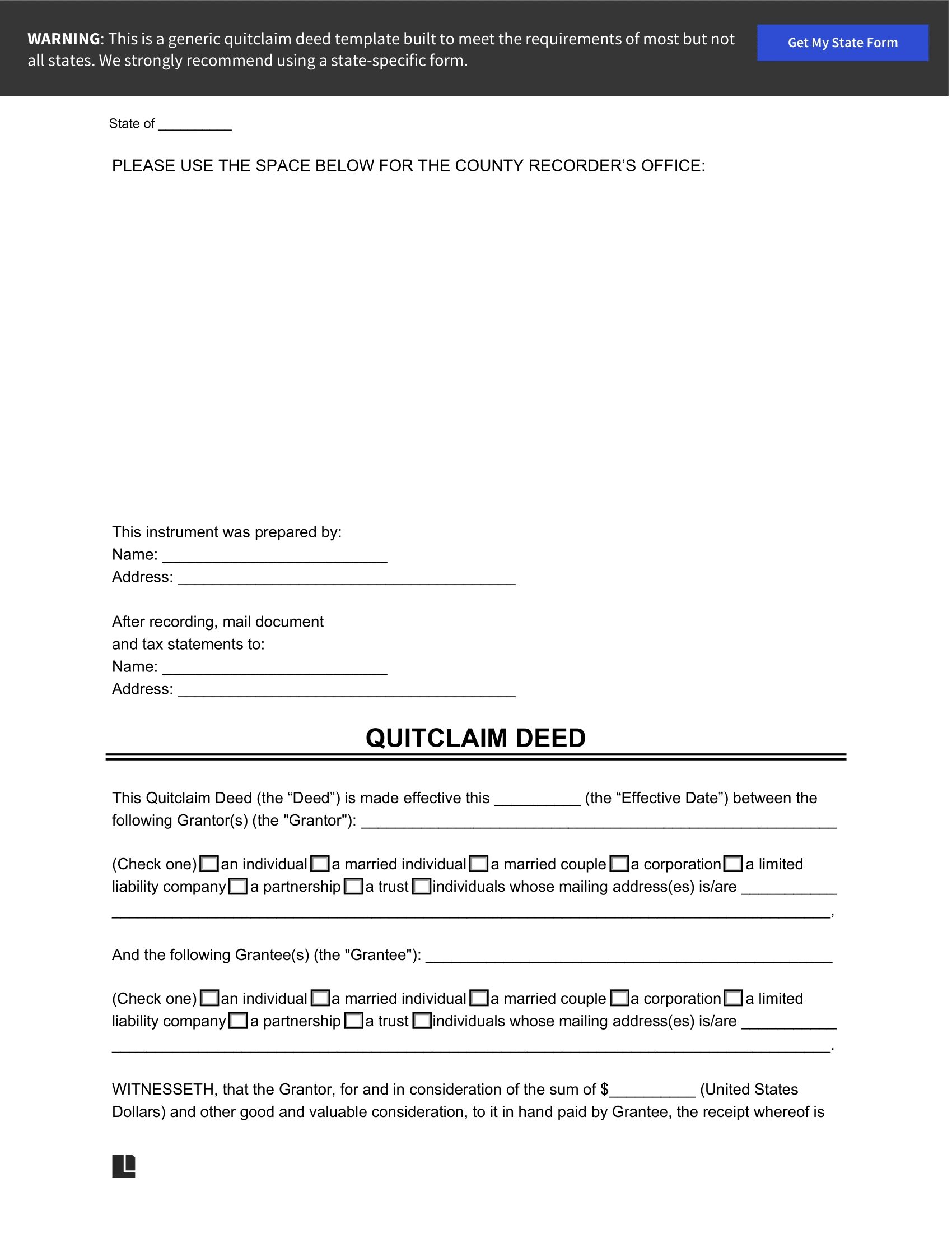Free Quit Claim Deed Form Free Printable Quit Claim Deed Form 