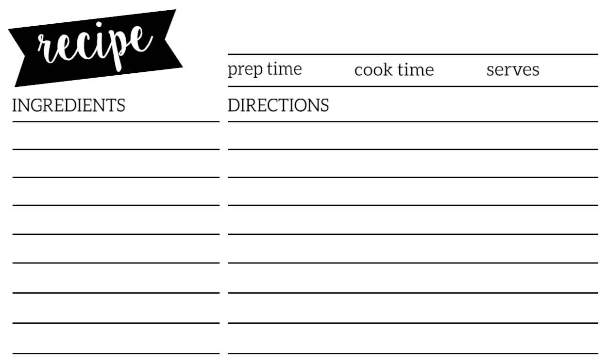 Blank Recipe Crards Printable