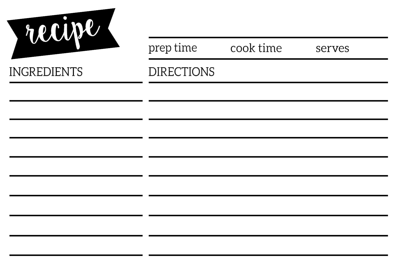 Blank Printable Recipe Cards