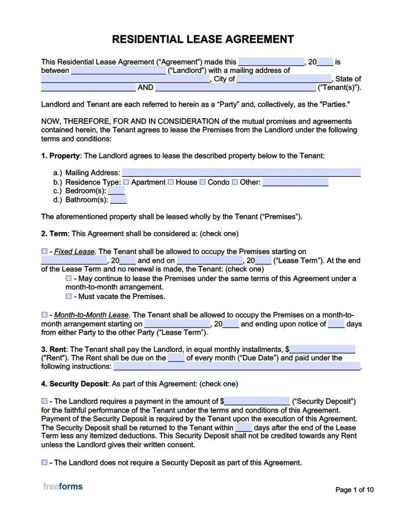 Printable Blank Leases