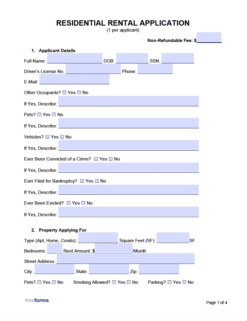 Blank Printable Application For Renters?
