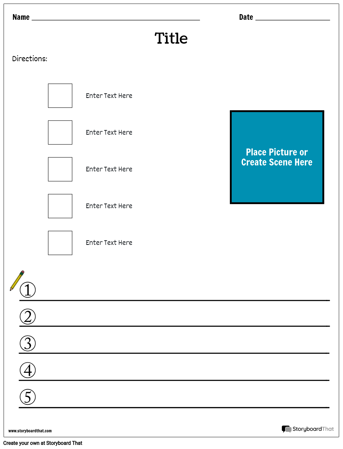 Printable Blank Sequence Writing Sheet