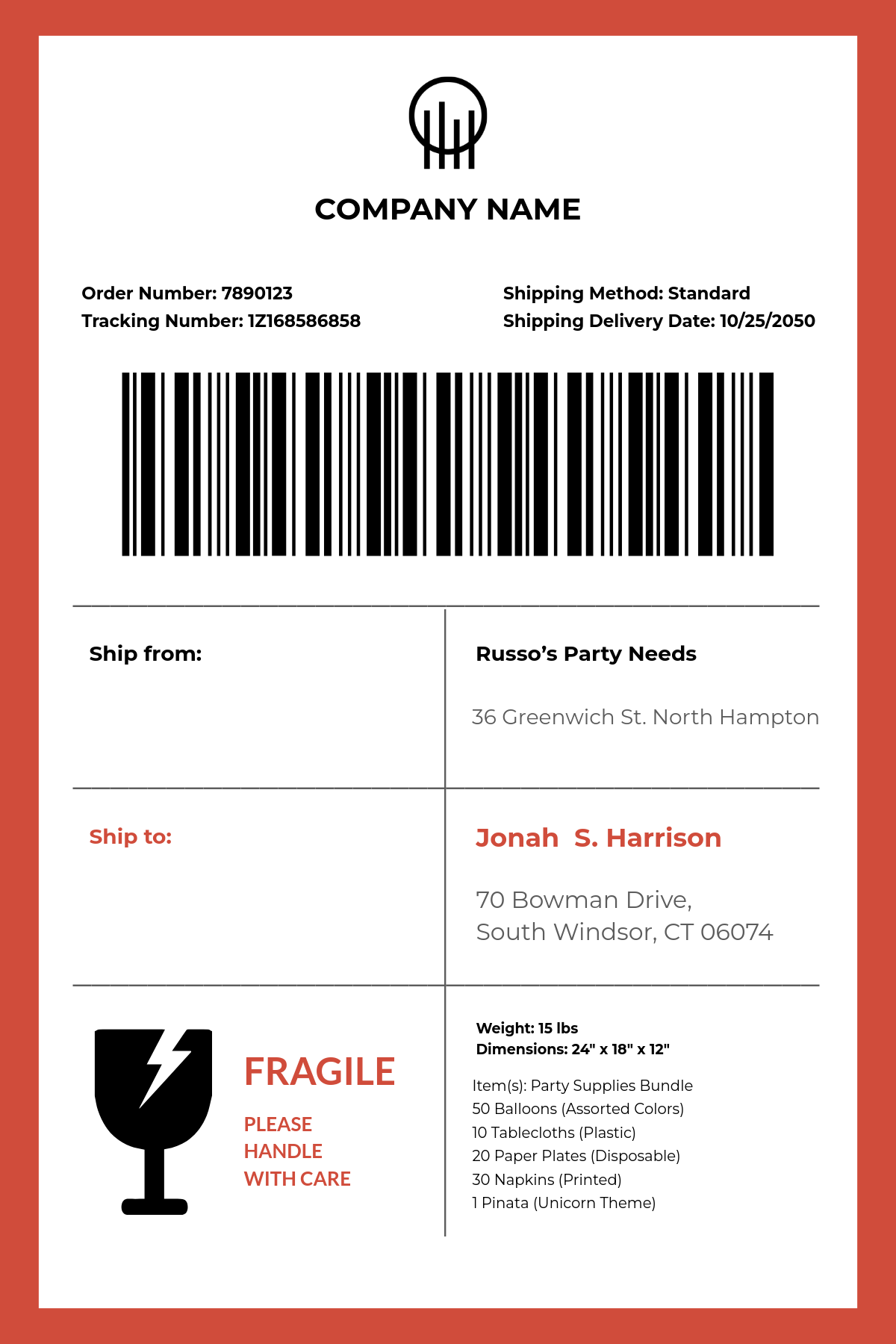Free Printable Blank Shipping Labels