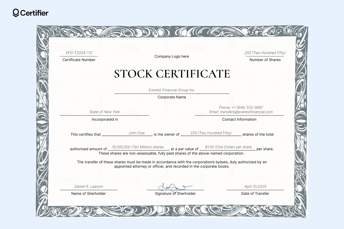 Blank Stock Certificates Printable