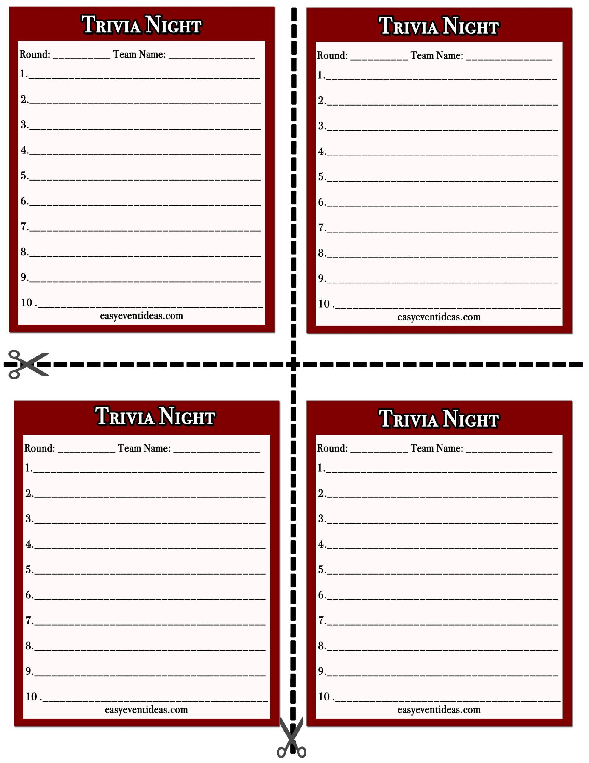 Free Trivia Game For Your Trivia Night Event Easy Event Ideas