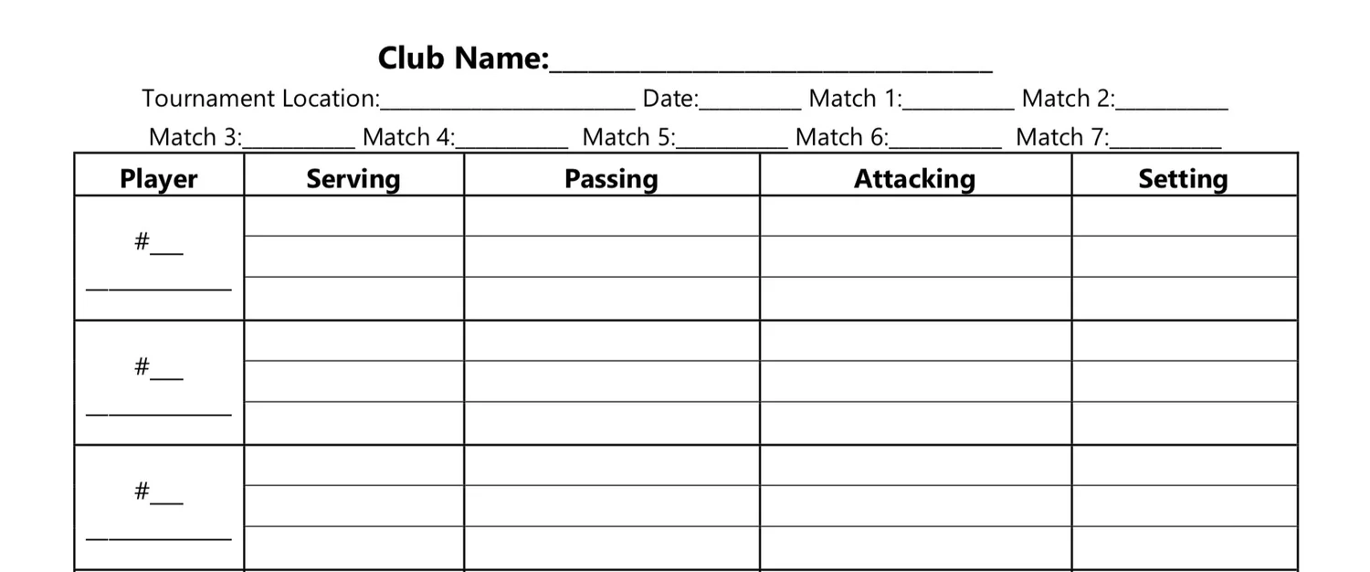 Free Volleyball Stats Sheets
